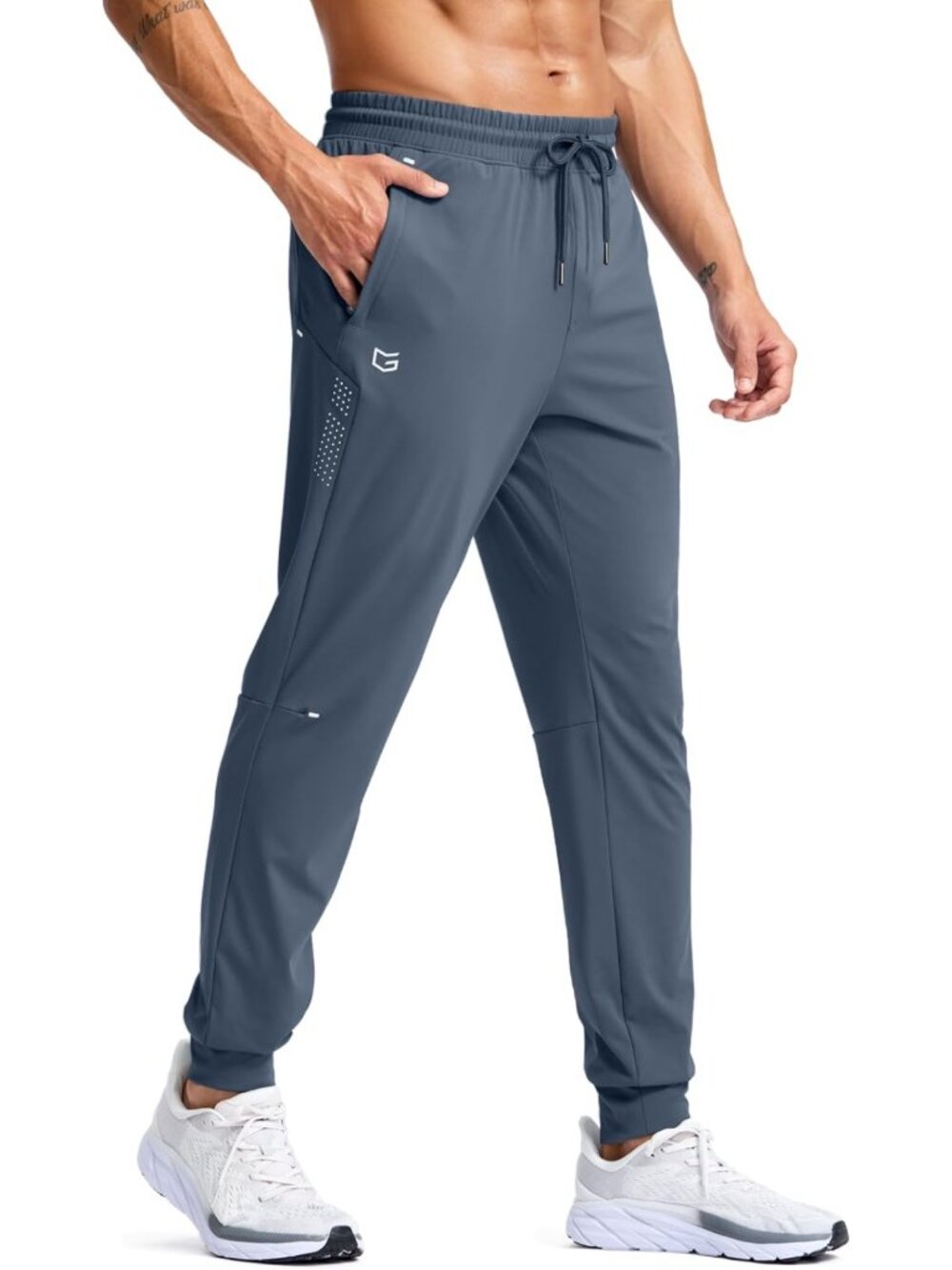 Men's Athletic Joggers with Zipper Pockets | Stretch Workout & Running Pants